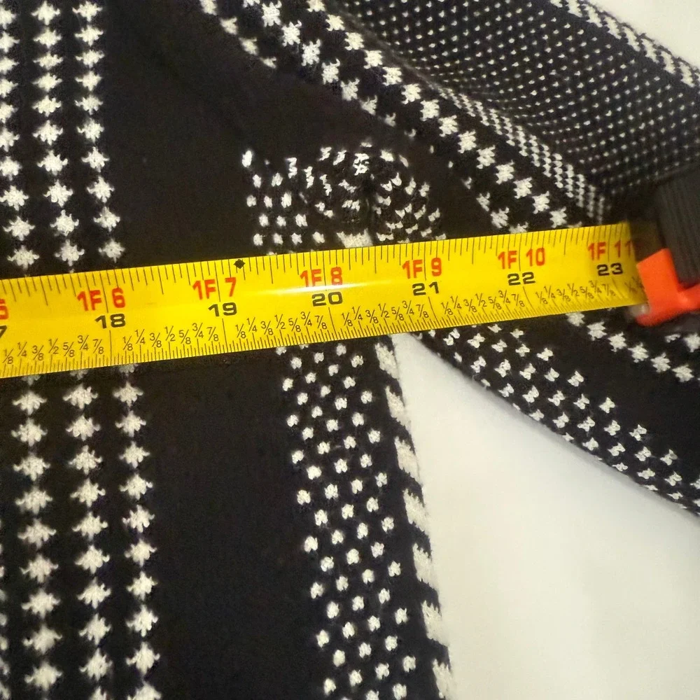 ZARA KNIT Striped‎ Geometric Maxi Cardigan Sweater Jacket Women S Black White